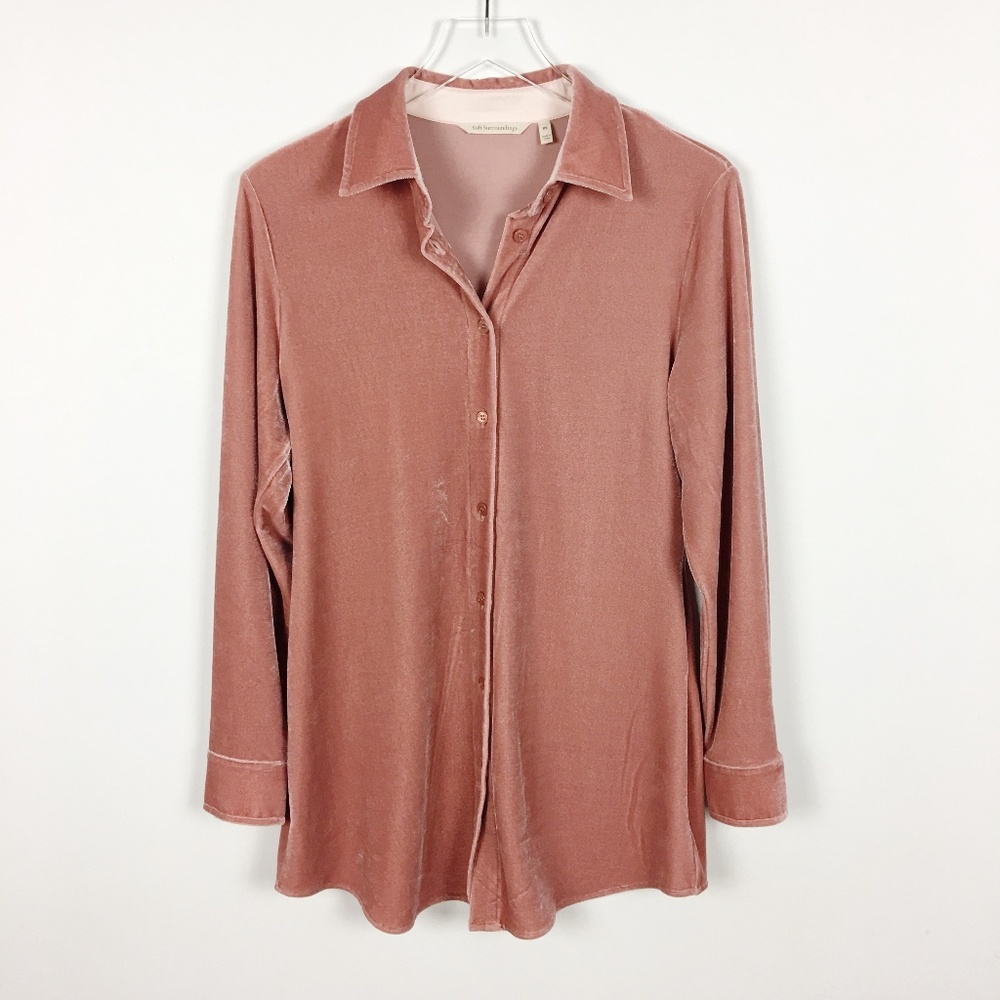 Soft Surroundings | Crushed Velvet Top Button-up